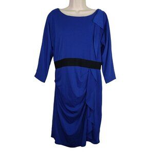 Kay Unger Sheath Dress Women Size 14 Royal Blue 3/4 Sleeve Career Work
